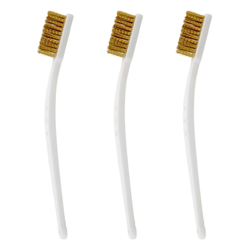 Pretwad Small Brass Brush 3PCS Brass Wire Brushes for Cleaning, 3D Printer Nozzle Cleaning Brasses Wire Toothbrush Tool, Brasses Brush Handle Hot End Toothbrush for Polishing & Rust Removal - Image 1